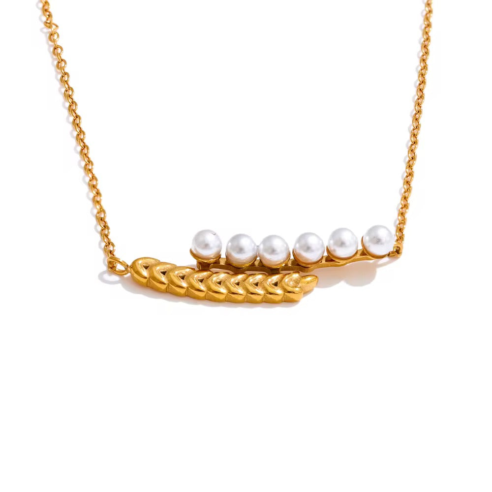 18K Pearl Wheat Necklace