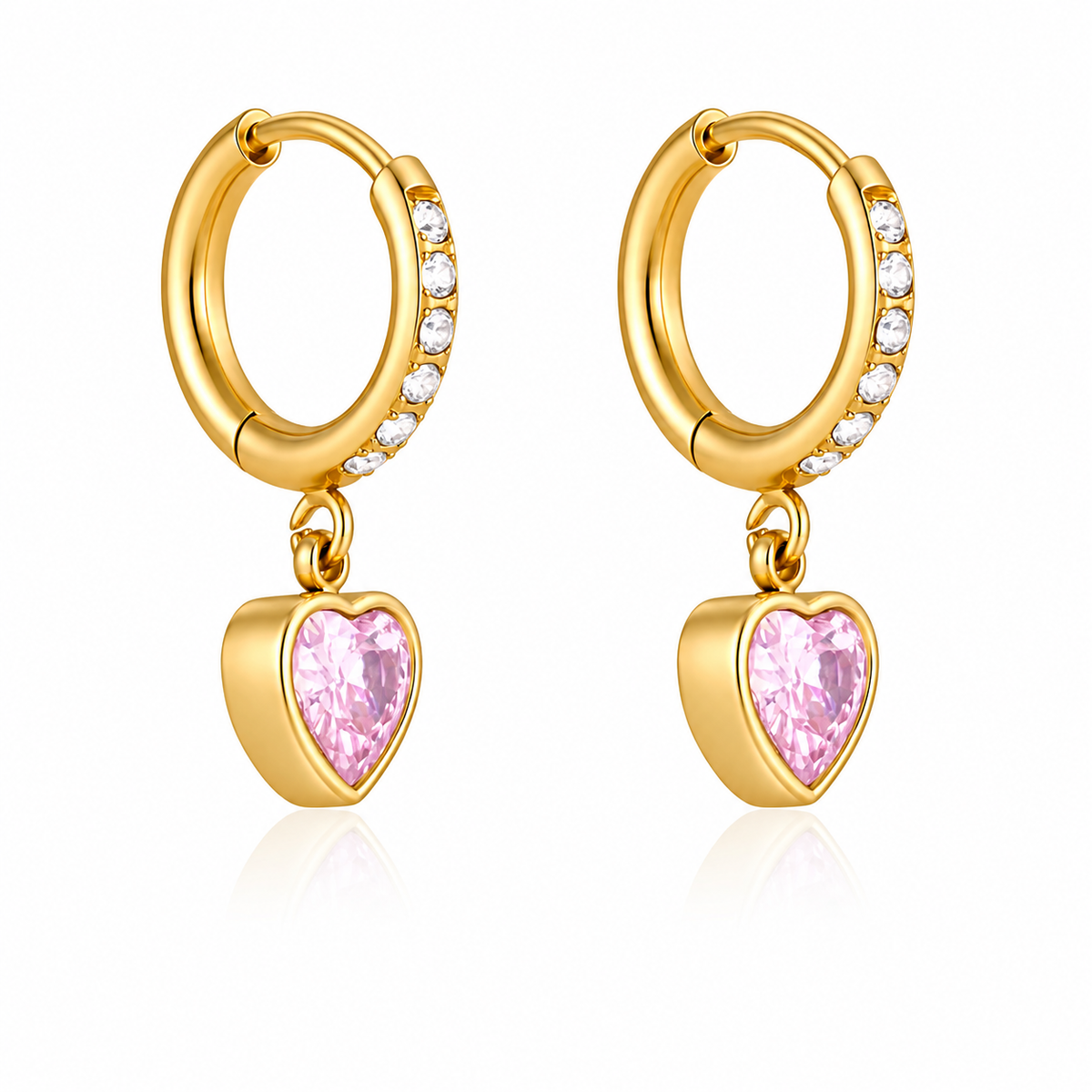 18K Pink Tourmaline CZ Huggies