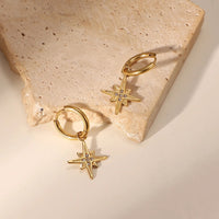 18K Pointed Star Pendant Earrings