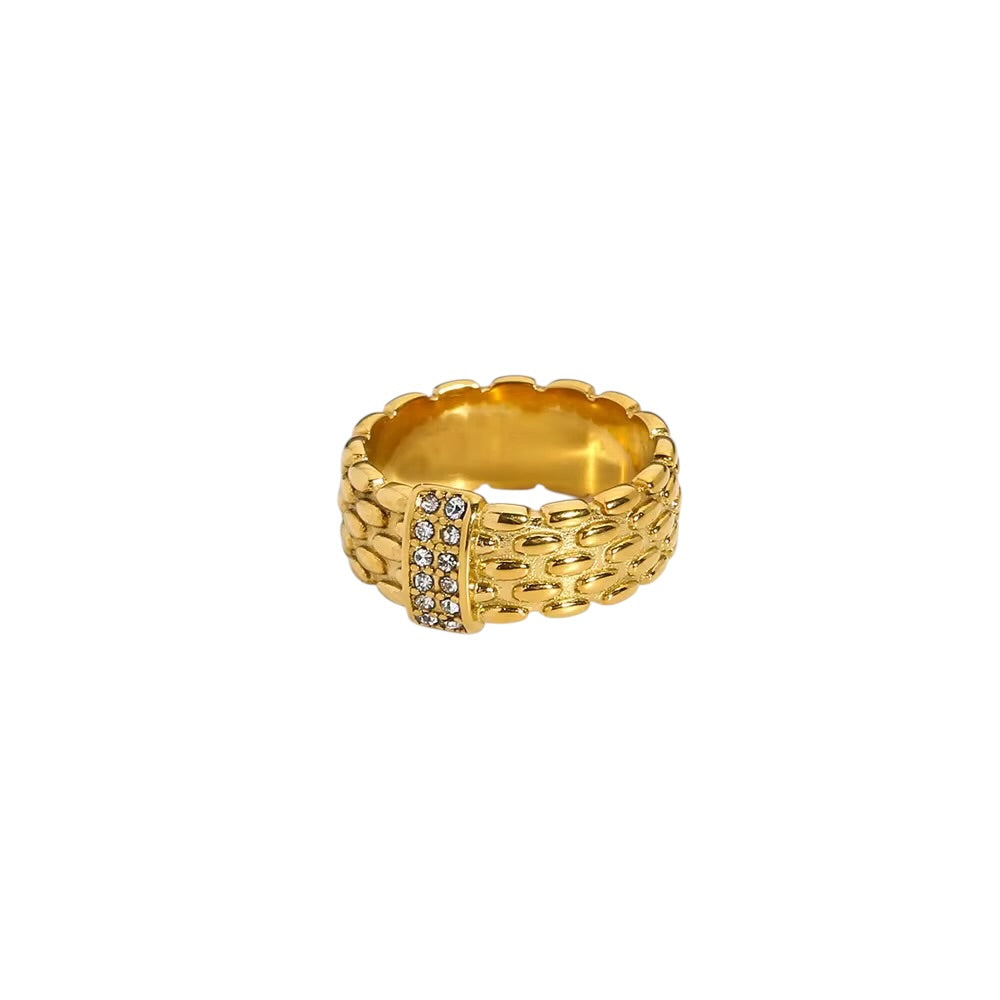 18K Woven CZ Ring