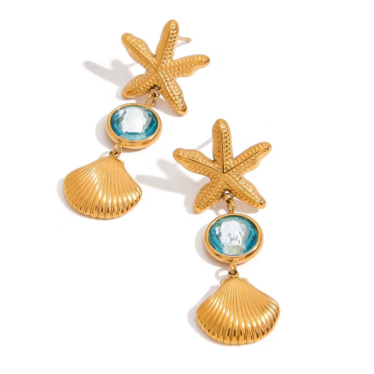 18K Aqua Drop Earrings