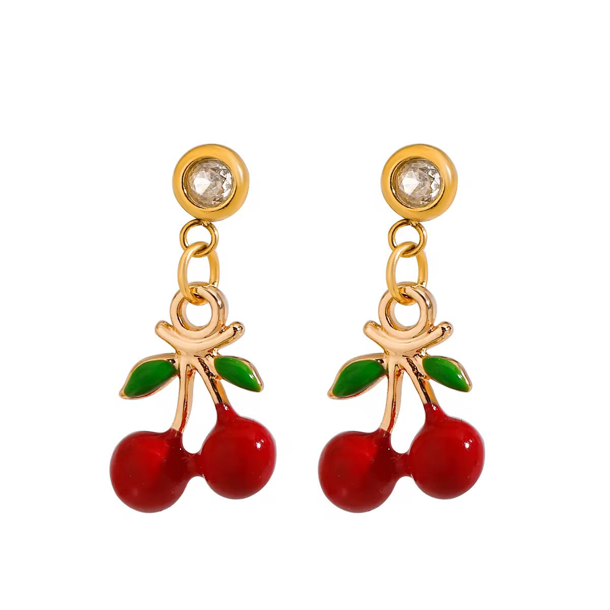18K Cherry CZ Dangles