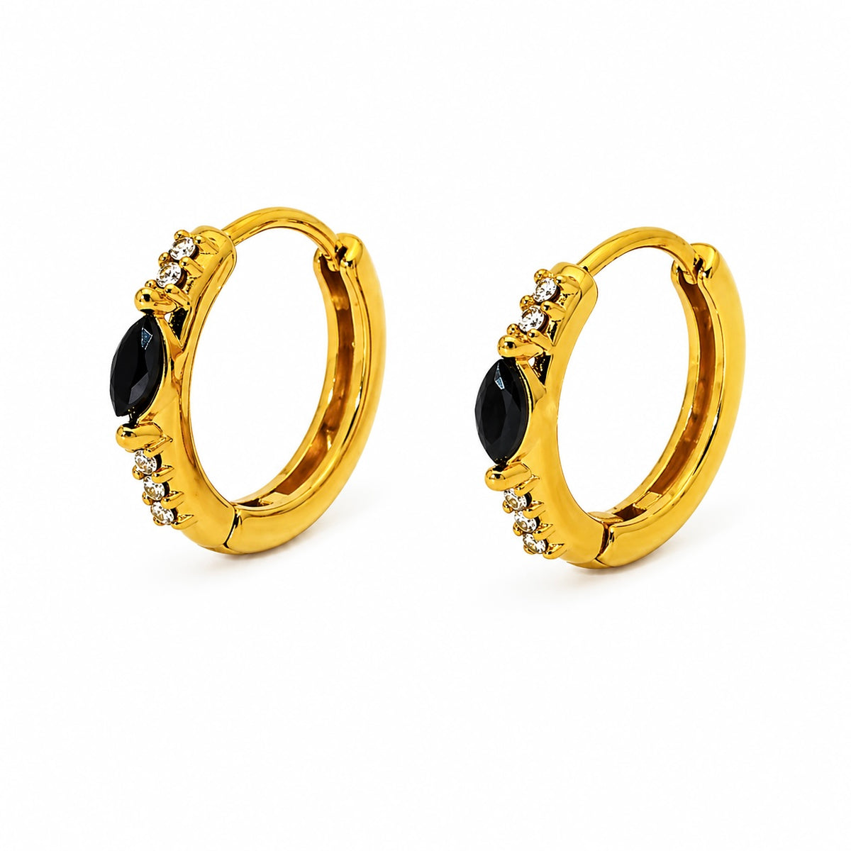 18K Marquise Onyx 10mm Huggies