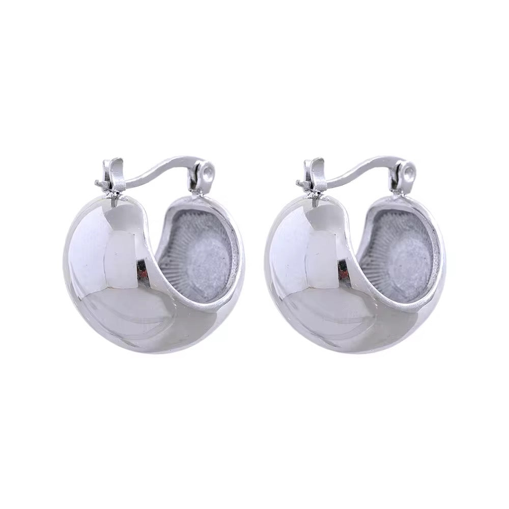 Silver Chunky Bowl Hoops