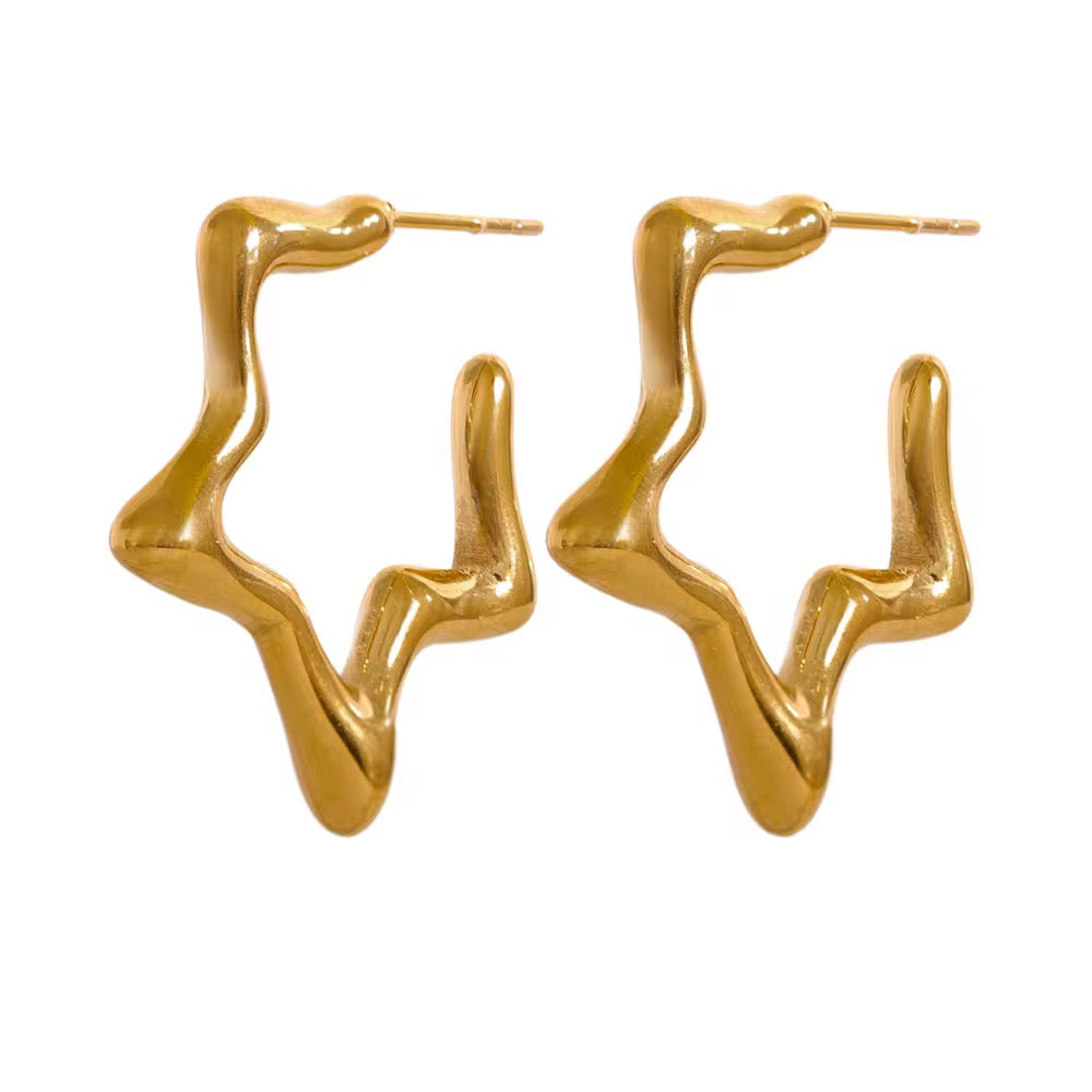 18K Statement Star Open Hoops