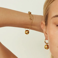 18K Two Tone Ball Drop Hoop Earrings
