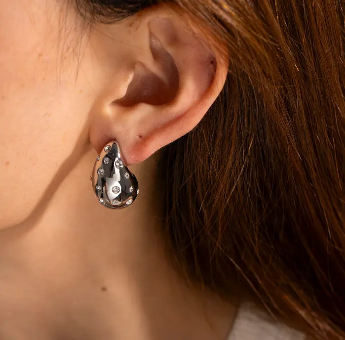 Silver Chunky Vintage CZ Statement Earrings
