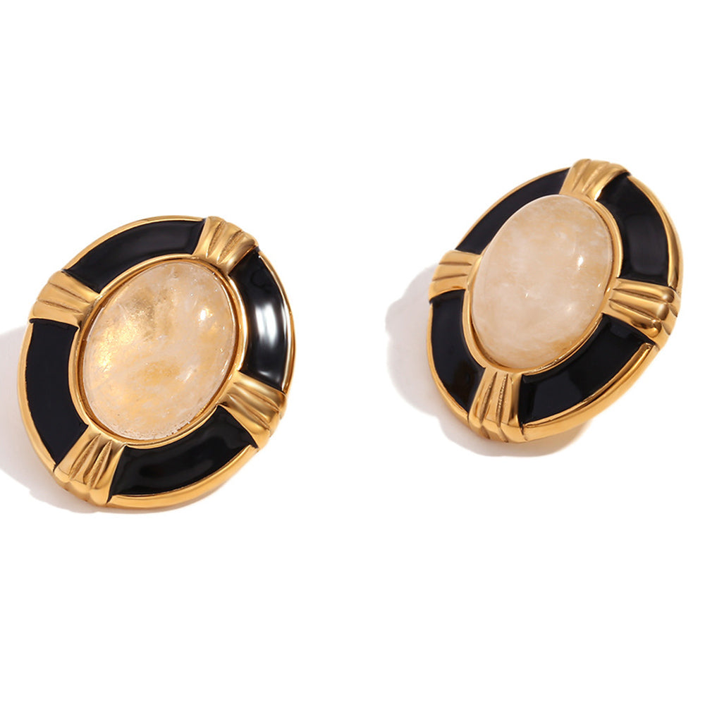 18K Vintage Inspired Oval Studs