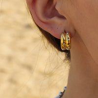 18K C Hoop Layered Earrings