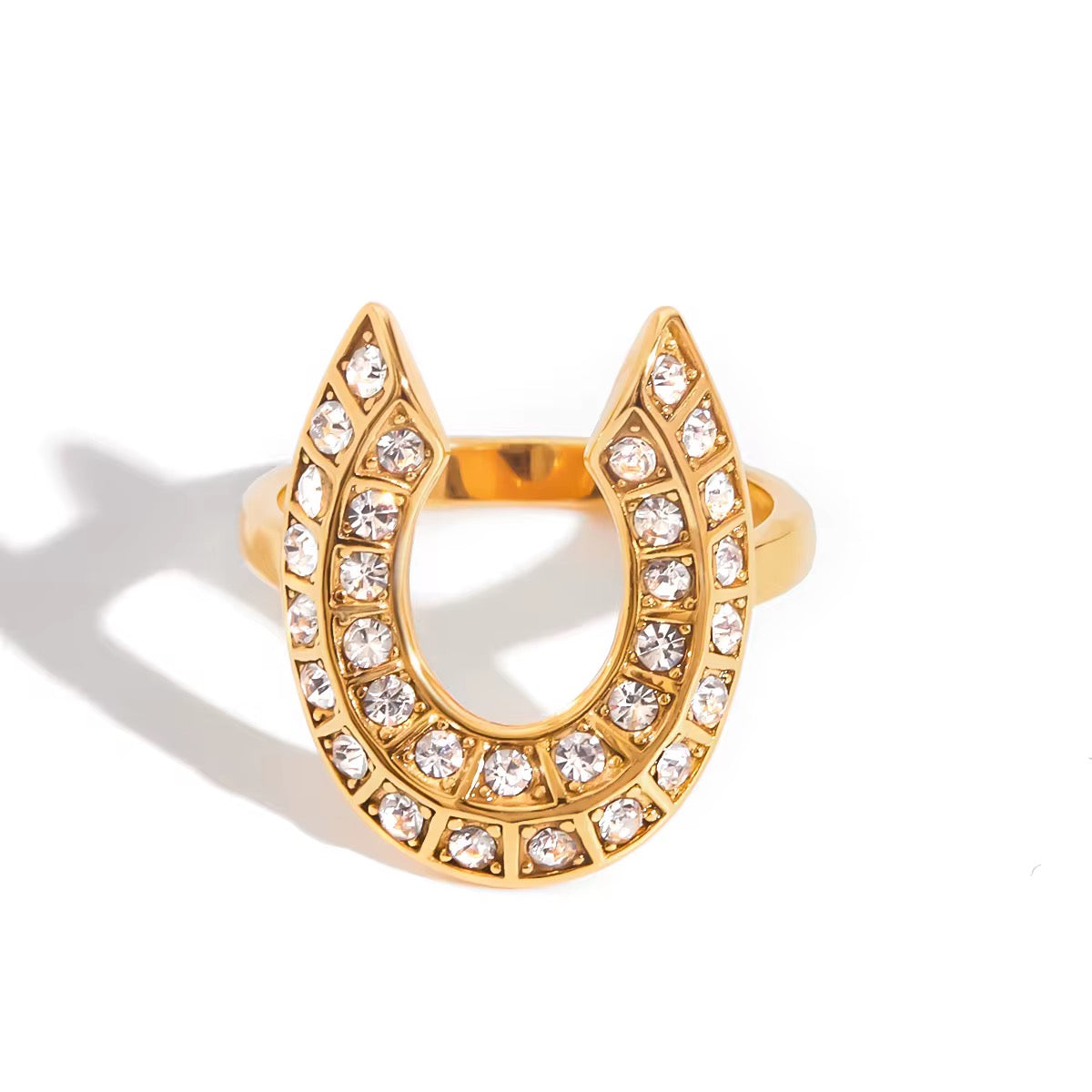 18K Horse Shoe CZ Pave Ring