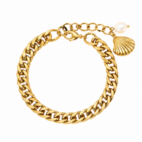 18K Statement Cuban Pearl Shell Bracelet