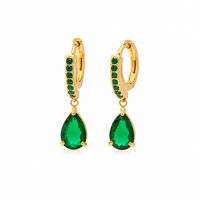 18K Emerald CZ Mini Hoops