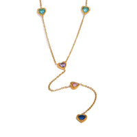 18K Multi Color Heart Long Necklace