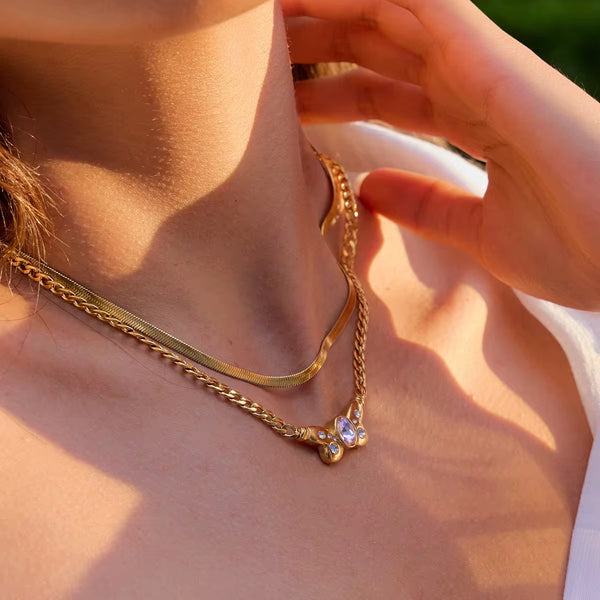 18K Pink Tourmaline Statement Butterfly Necklace