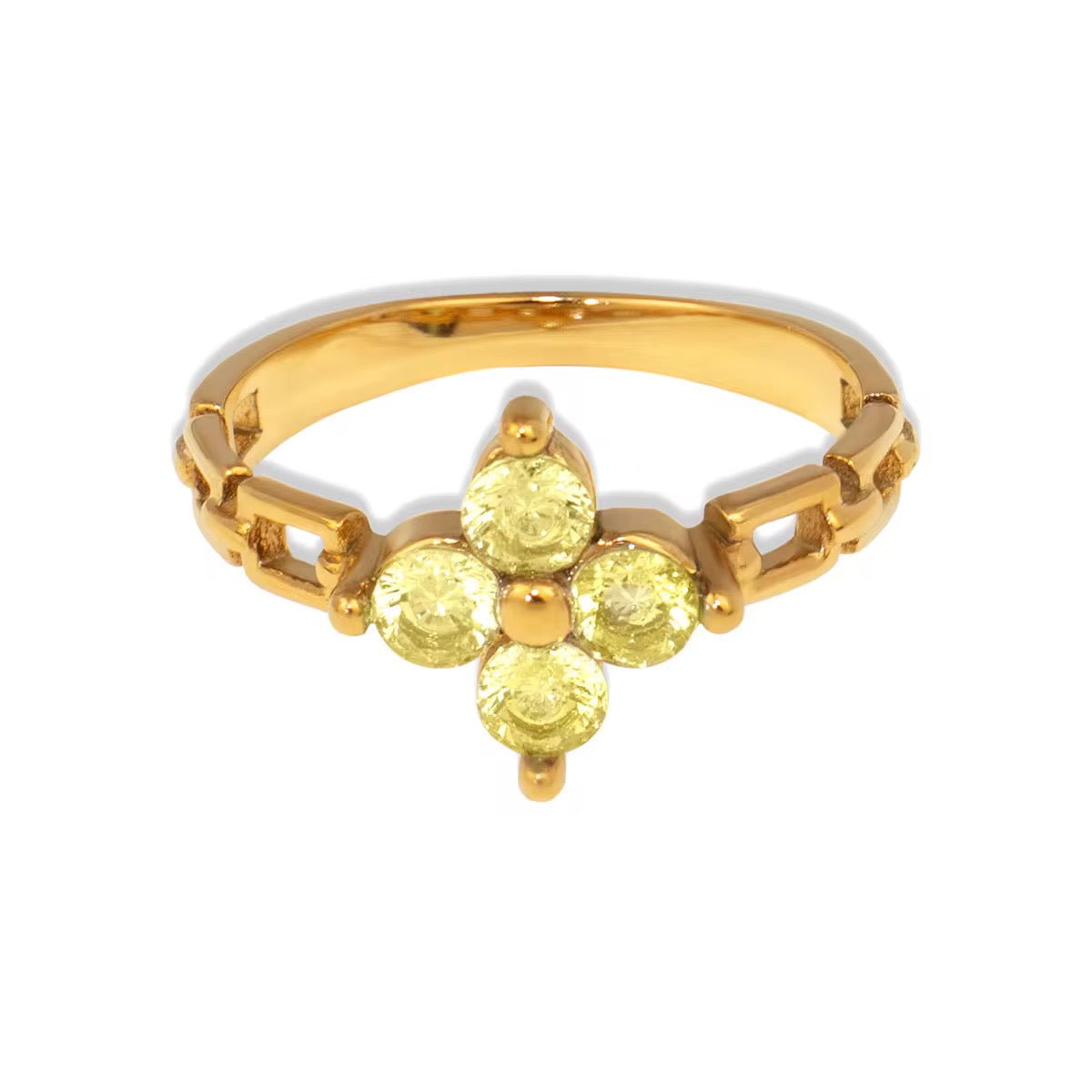 18K Clover Checkered Ring
