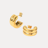 Double C Hoops in 18K Gold-Plating and Silver