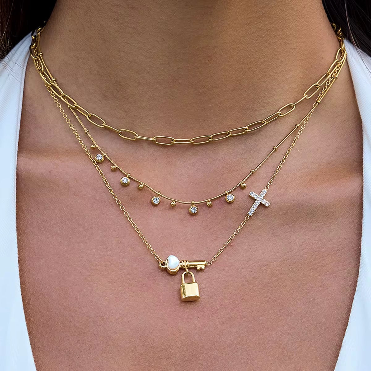 18K Love Heart Cross Necklace