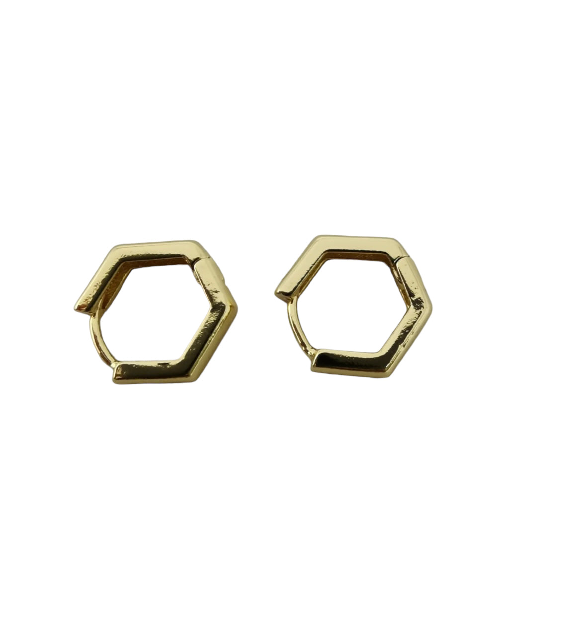 24K Gold Filled Hexagon Huggie Hoop Earrings