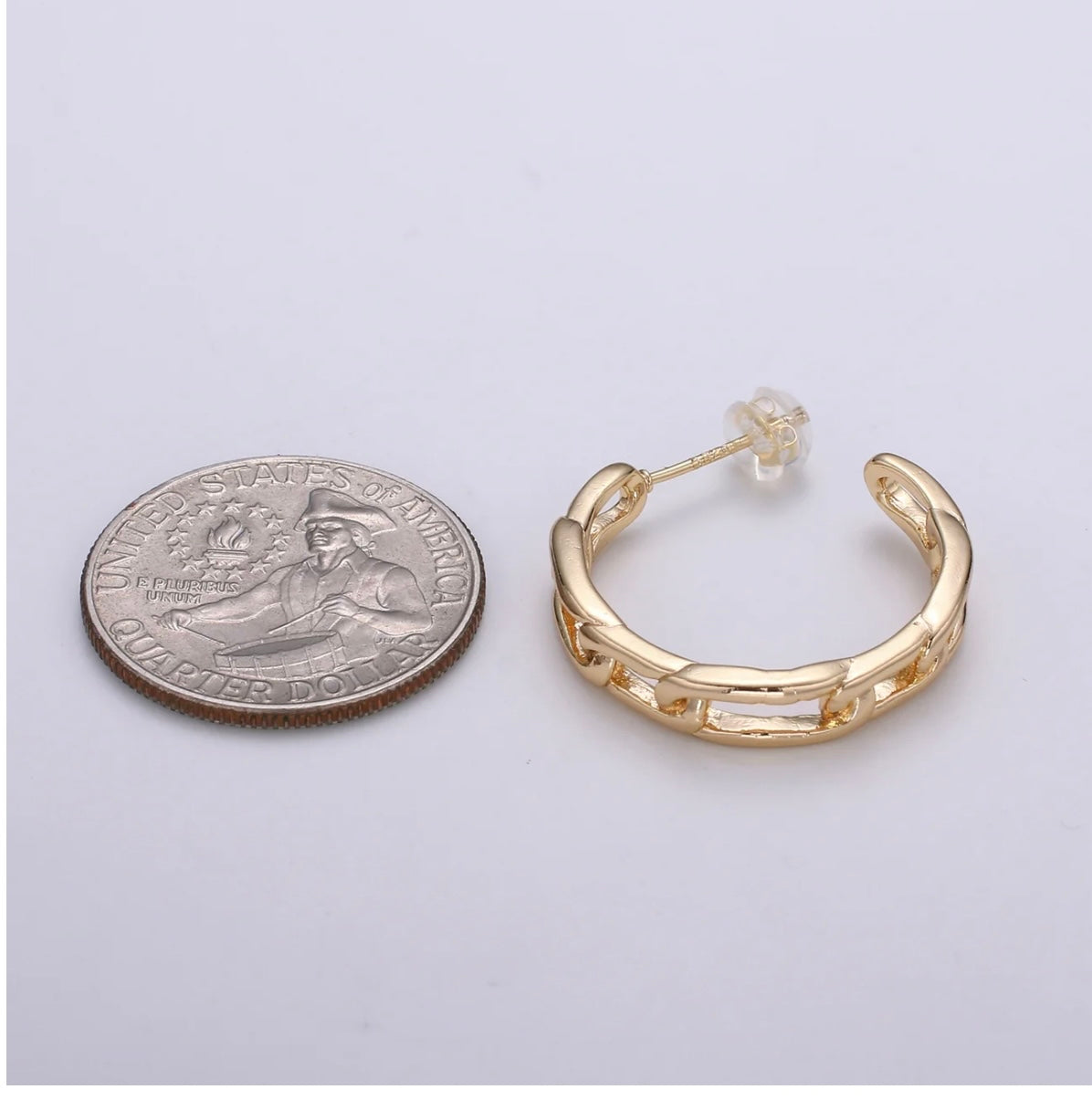 18K Gold Filled Paper Clip Chain Hoop Earrings