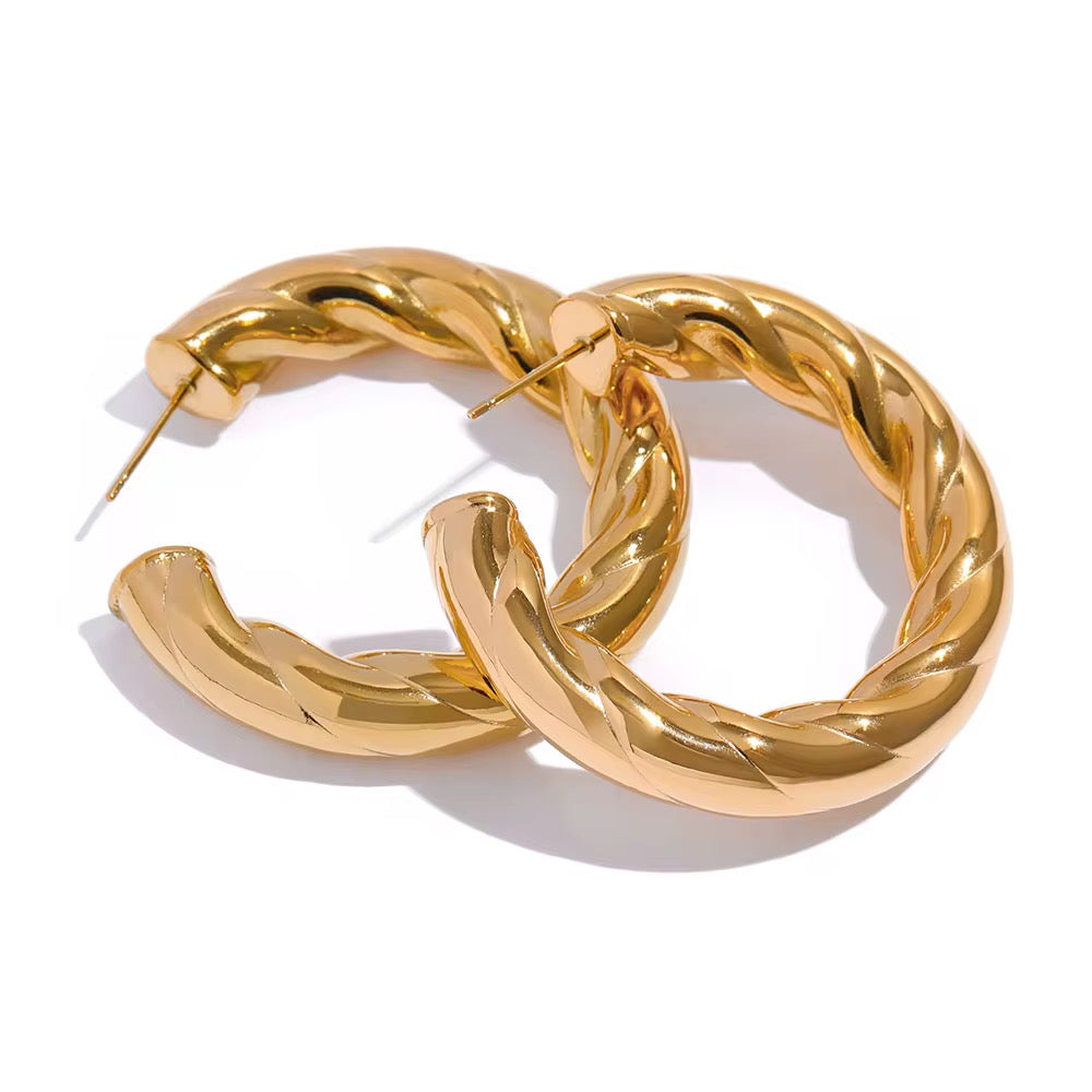 Twisted Statement Hoops in 18K Gold-Plating