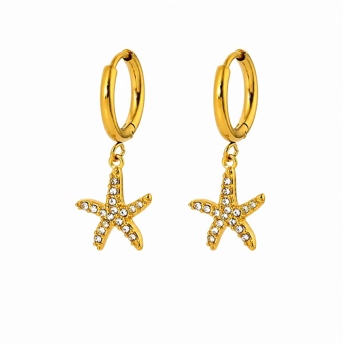 18K Starfish Huggies