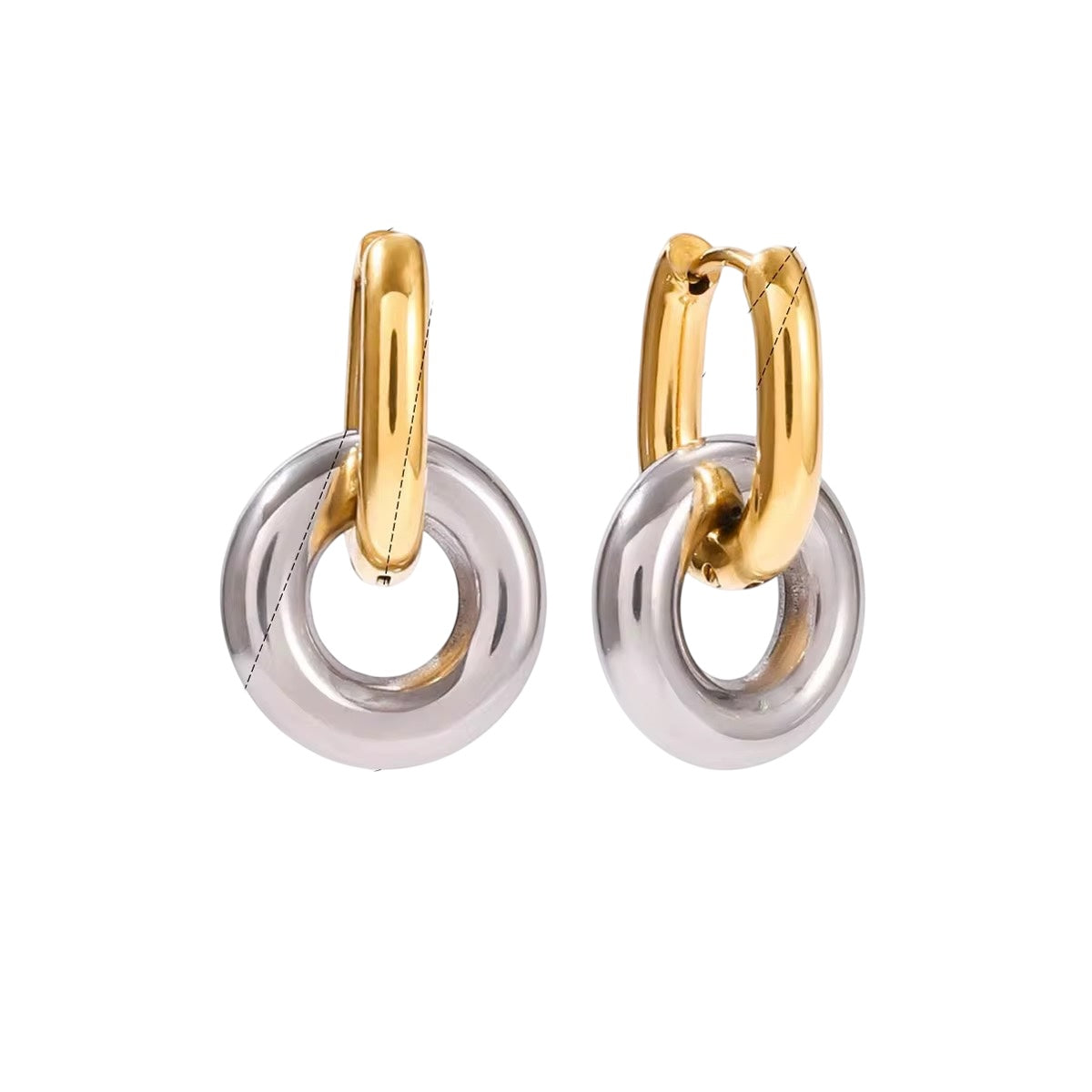 Two Tone Dangle Hoops