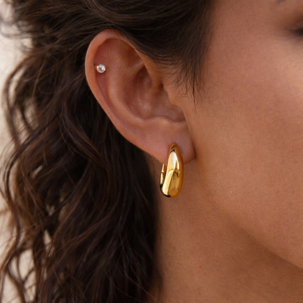 18K Chunky Dome Medium Hoops
