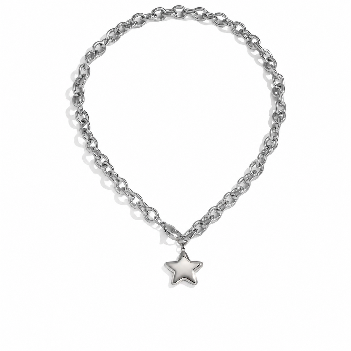 Silver Chunky Star Necklace