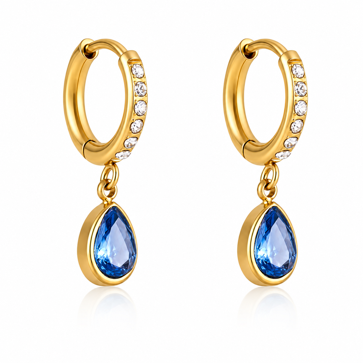 18K Blue Topaz CZ Huggies