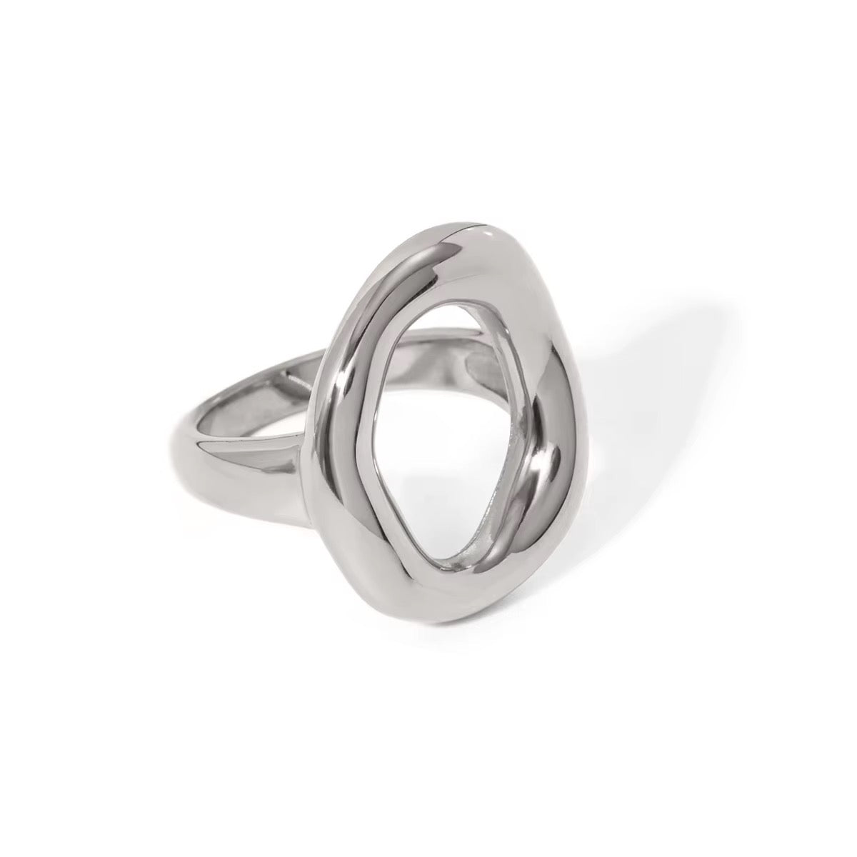Silver Geometric Circle Ring
