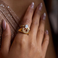 18K Horse Shoe CZ Ring