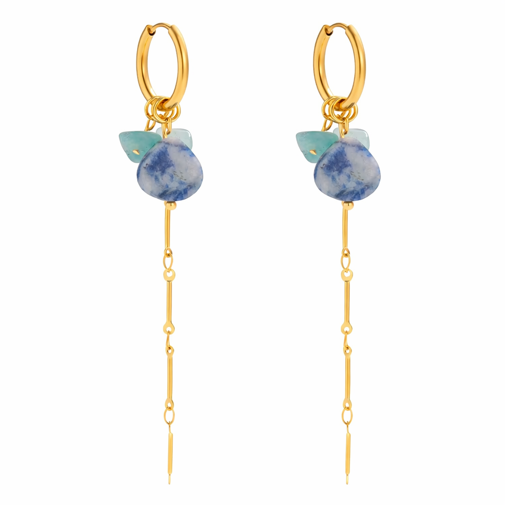 18K Aventurine Sodalite Stone Dangles