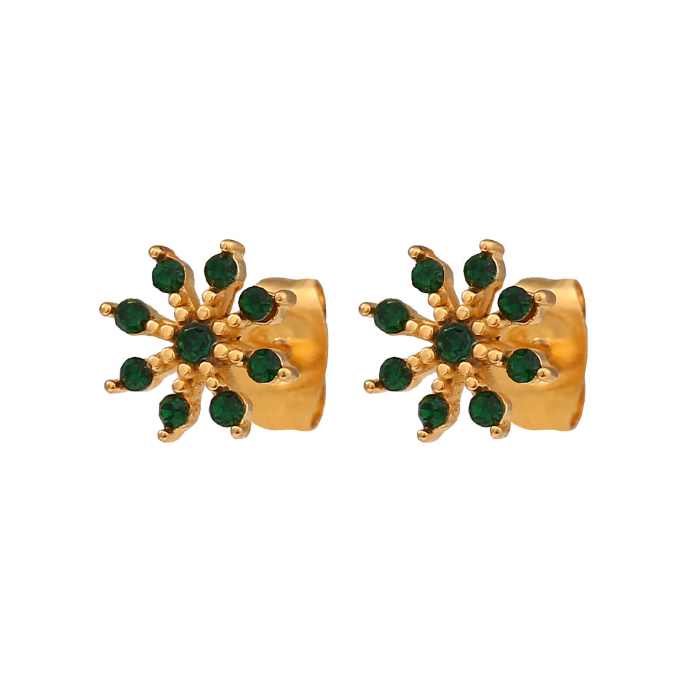 18K CZ Flower Snowflake Earrings