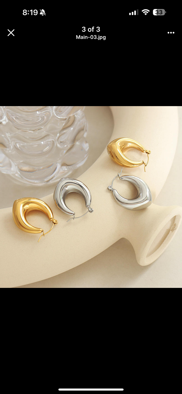 Silver Vintage Pointed Hoop Earrings