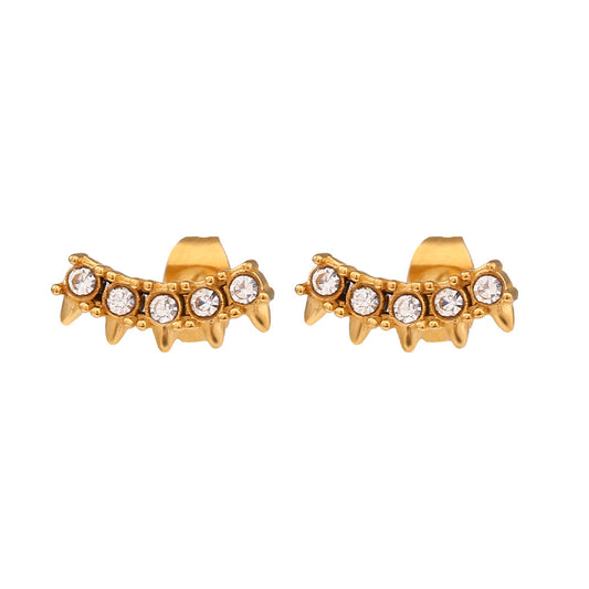 18K Five Stone CZ Diamond Stud Earrings