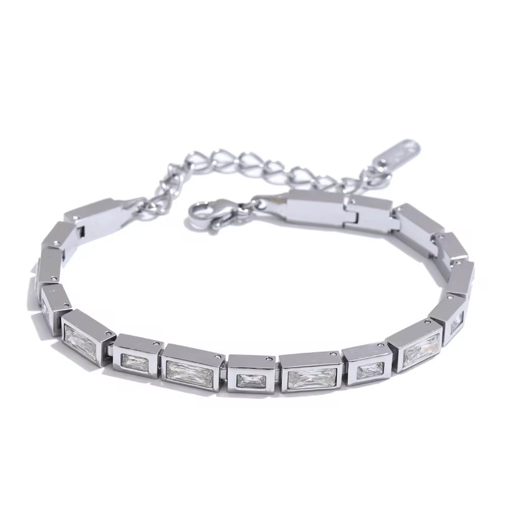 Silver Rectangle Tennis Bracelet