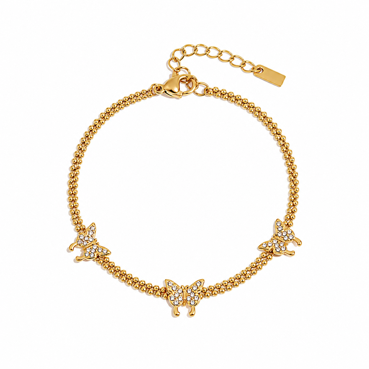 18K Butterfly CZ Bracelet