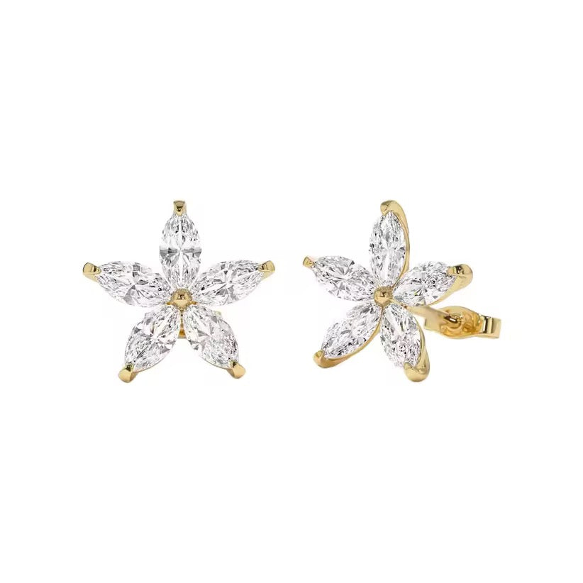 18K Starburst CZ Studs