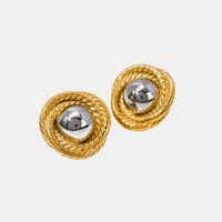 Vintage Round Studs in 18K Gold-Plating and Silver