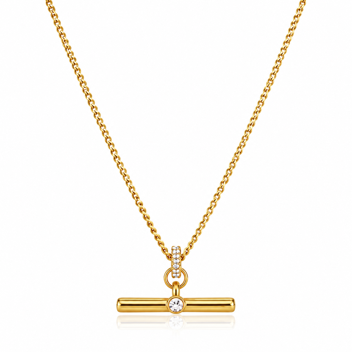 18K Bar CZ Necklace