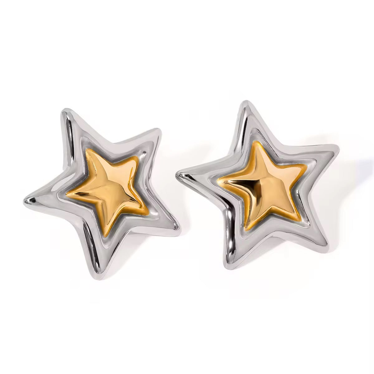 Two Tone Star Statement Studs