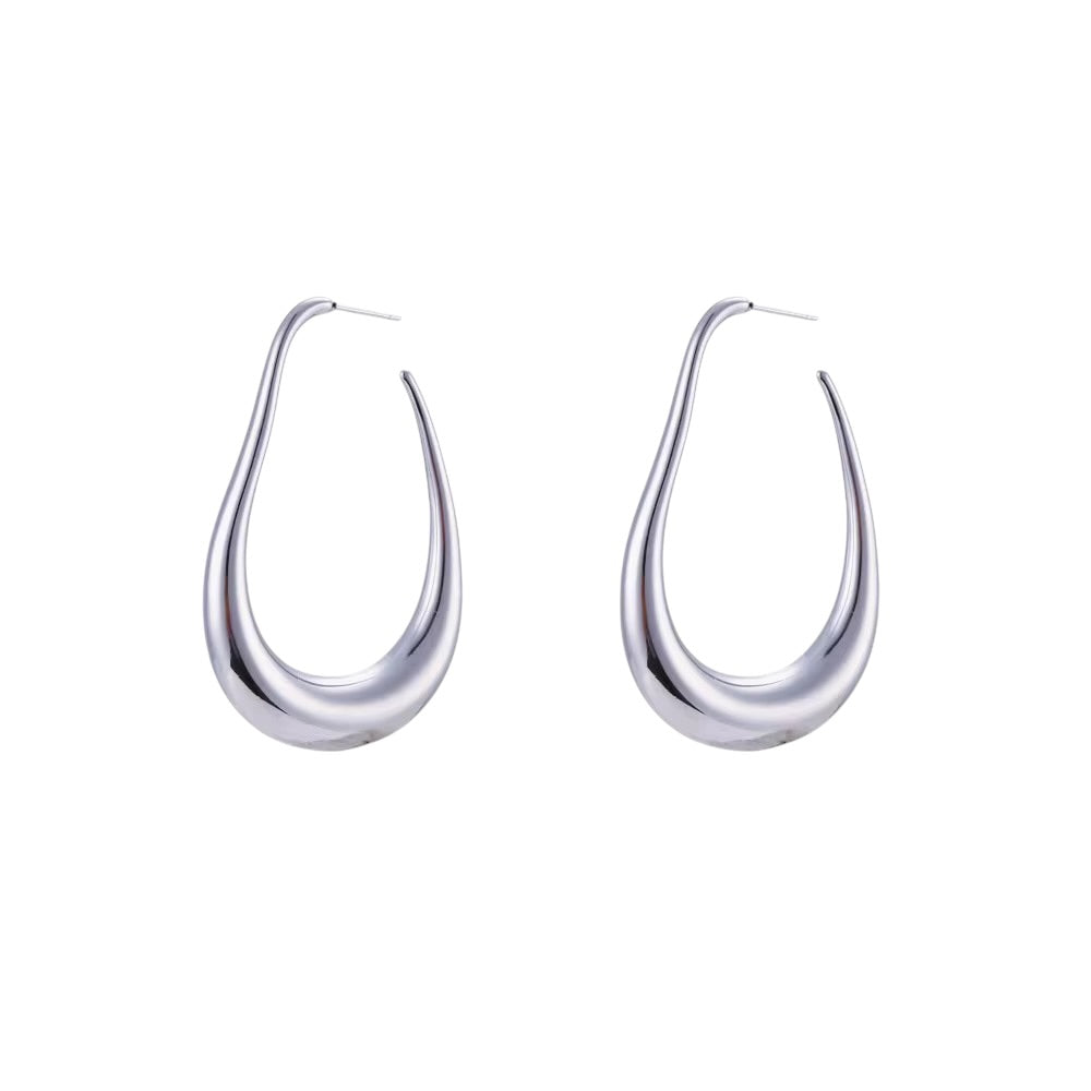 Silver Oversized Statement Open Hoops