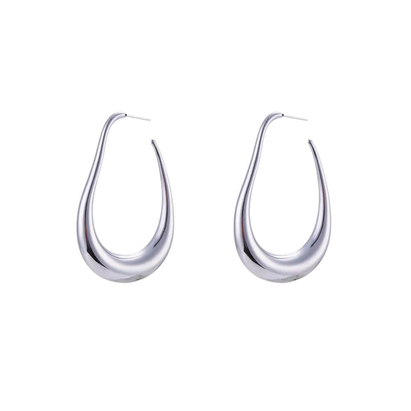 Silver Oversized Statement Open Hoops