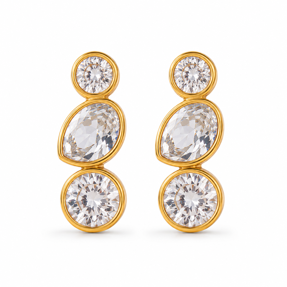 Pave Drops in 18K Gold-Plating with Cubic Zirconia