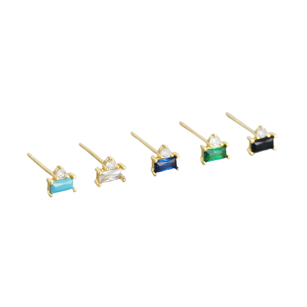 18K Vermeil Emerald CZ Stud Earrings