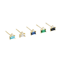 18K Vermeil Emerald CZ Stud Earrings