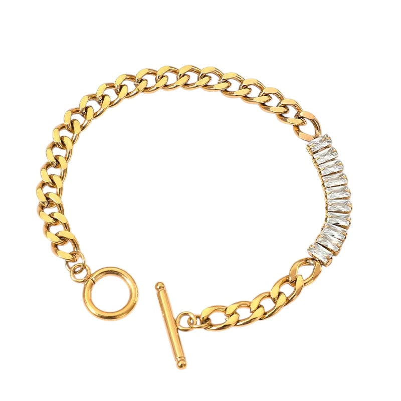 18K Clear CZ Chain Link Bracelet