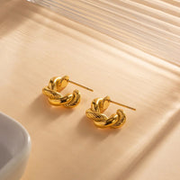 18K Mini Dough Twists Huggie Earrings