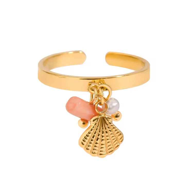 18K Coral Shell Open Ring