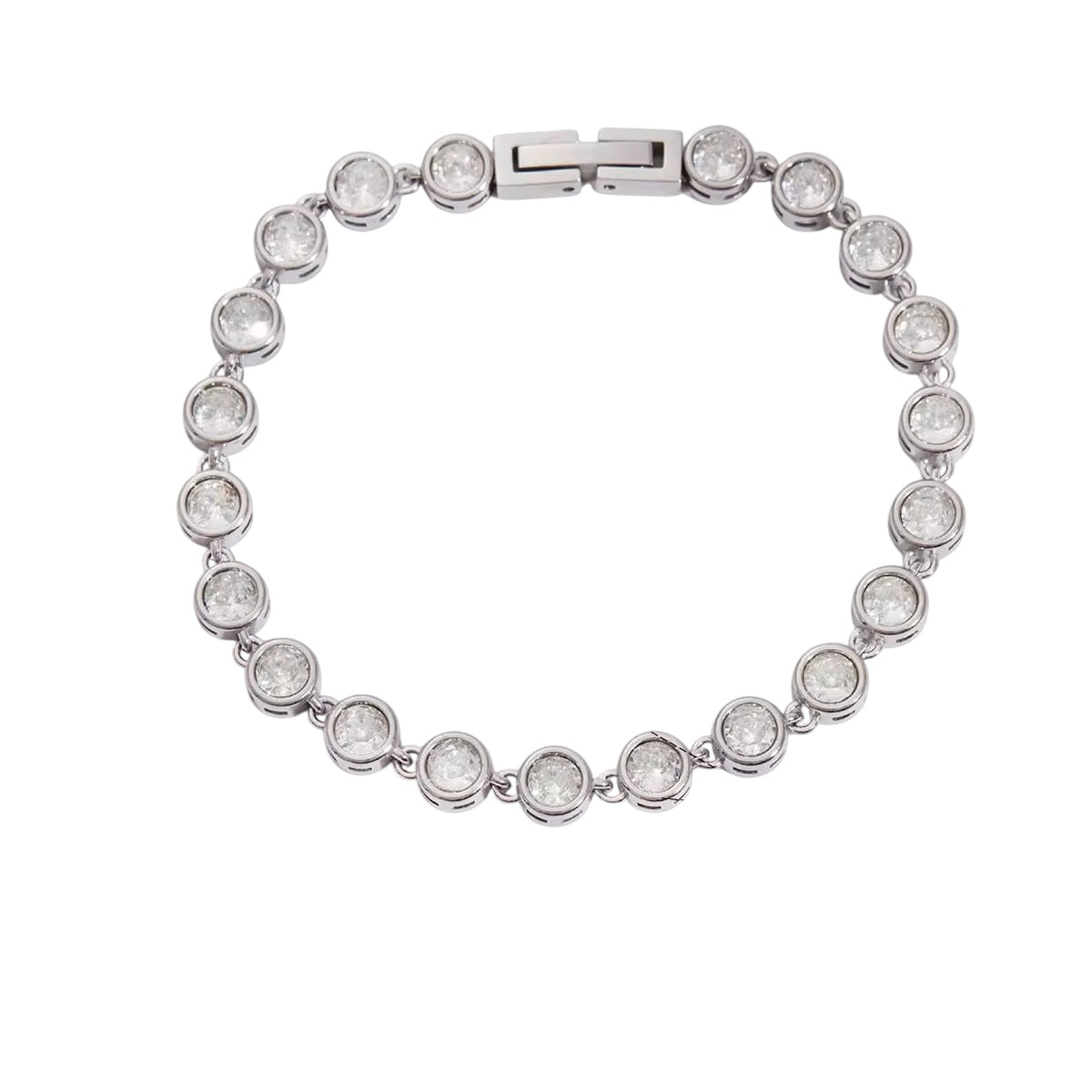 Silver Round Bezel Bracelet